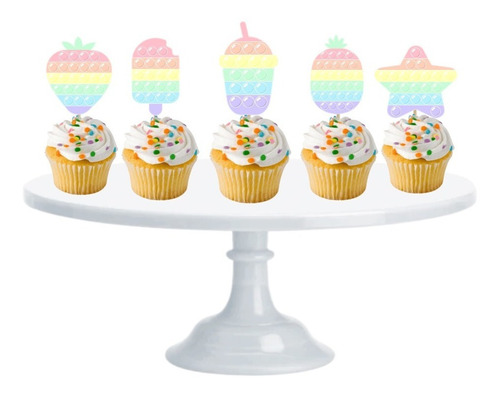  Cupcake Toppers Pop Its Adorno Para Muffins X10