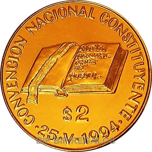 Argentina 2 Pesos Convención Constituyente 1994 Con Oro 24k