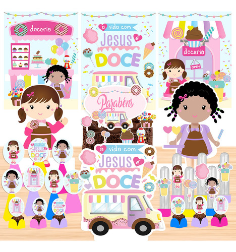 Kit Festa A Vida Com Jesus É Mais Doce Completa