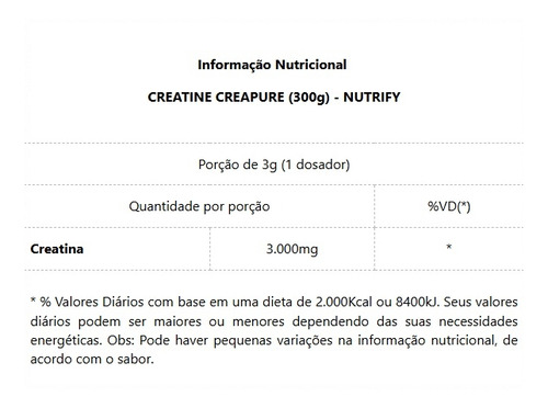 Creatina Monohidratada Creapure Nutrify 300g - Sabor Neutro Neutro