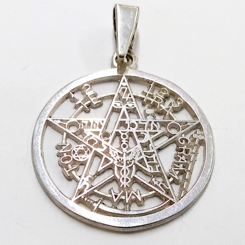 Dije Tetragramatón Pentagrama En Plata Fina 3.5 Cm Diámetro