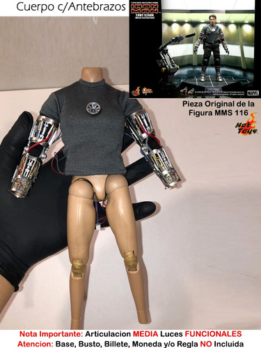 Cuerpo C/ Luz Tony Stark Hot Toys Mms116 Escala 1/6 Original (Usado)