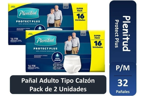 Pañal Adulto Calzón Plenitud Protect Plus Pack De 2 P/m