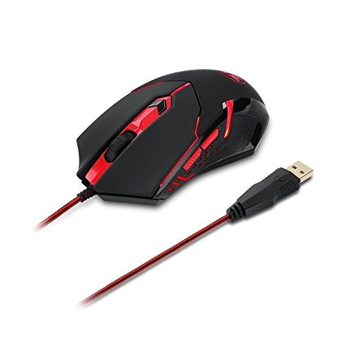 Redragon M601 Gaming Mouse Con Led, Rojo 3200 Dpi 6 Botones 