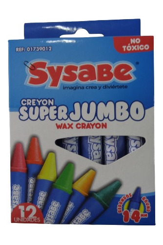 Creyones De Cera Redondos Super Jumbo Sysabe ( 12 Colores ) 