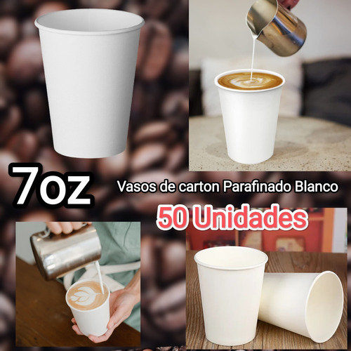 Vasos Parafinados Cartón 7oz Cafe Te Chocolate 50 Unidades 