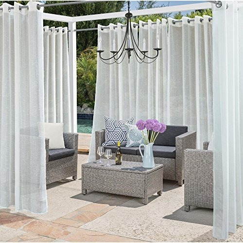 Decoracion Exterior Louisa Semi Sheer Con Rayas Metal Pin Ar