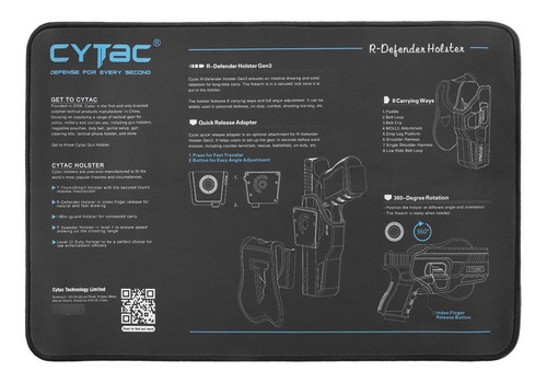 Tapete Para Limpieza De Pistolas Armas Cytac Con Diagrama