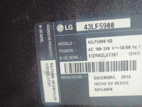 Desarme Televisor LG 43lf5900 Venta Solo X Pieza 