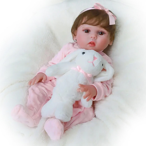 Muñeca Bebé 48cm Reborn Bebé Completo Silicona Vinilo Niña