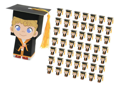 50 Uds. Cajas De Regalo Con Gorro De Graduación, Cajas ,
