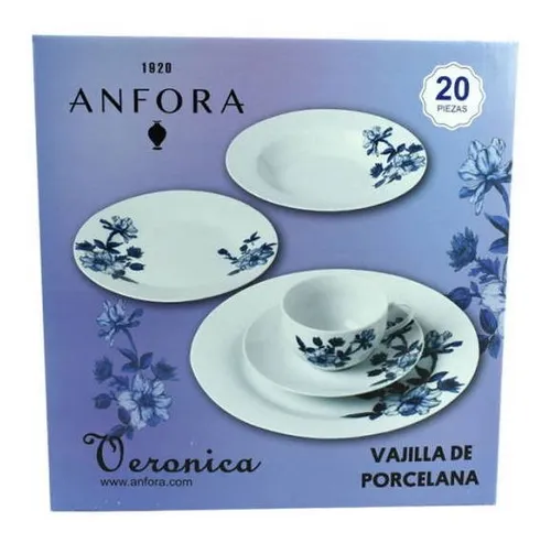Vajilla De Porcelana 20 Pz Blanco Anfora Ver nica