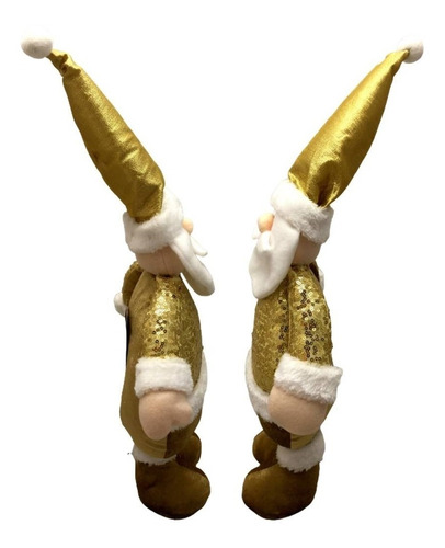 Boneco Papai Noel Em Pé Dourado Gold Luxo Decoração Natal
