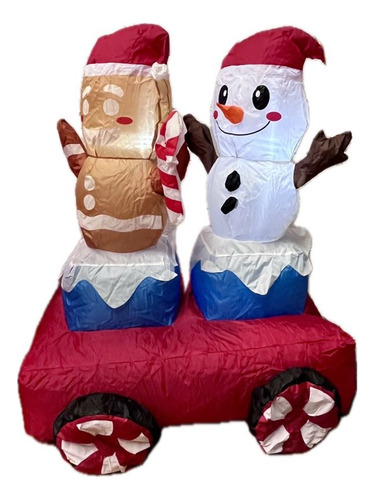 Inflable Navideño Tren De Santa Claus Y Muñecos