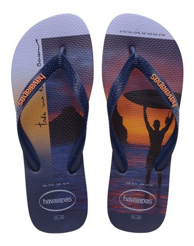 Havaianas Hype Navy Orange Hombre Originales-cu