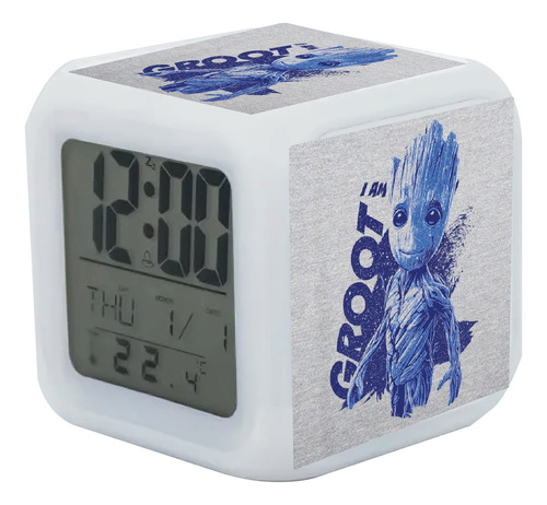 Reloj Despertador Groot Escuela Tortuga Con Luz Led