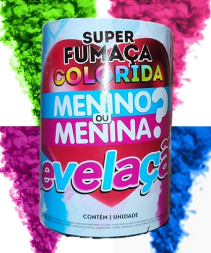 Fumaça Colorida Grande Lata 75mm Chá Revelação Rosa Azul