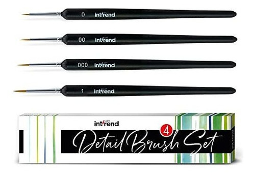 Int!rend Detail Brush Set, 4 Pinceles De Pelo Fino, Optimal 