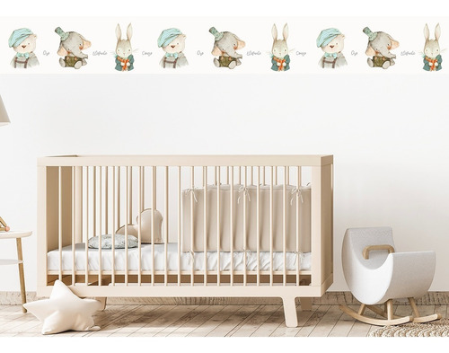 Vinil Decorativo Cenefa Infantil Animales Bebe Vintage Hd