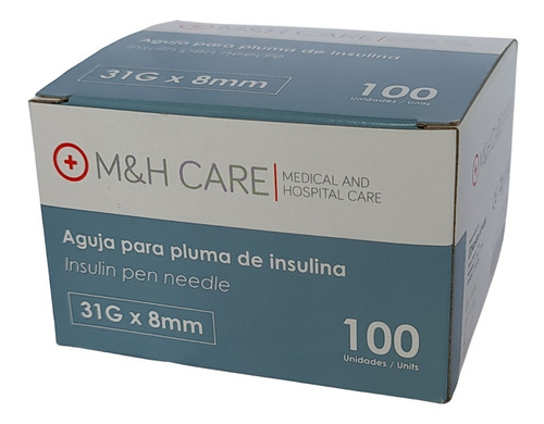 Aguja Para Pluma De Insulina 31g X 8mm Caja 100 Unidades