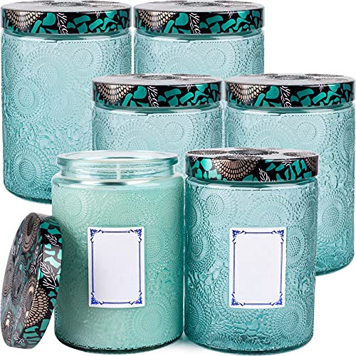 Contenedor De Vidrio Velas Relieve De 17.3 Oz Tapa De L..