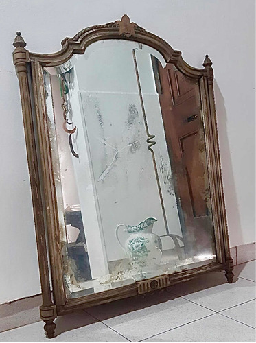 Imagen 2 de 7 de Antiquísimo Espejo Biselado Marco De Madera 83 X 70 Cm
