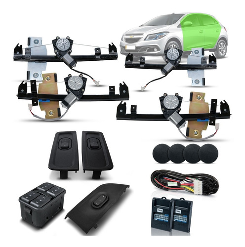 Kit Vidro Eletrico + Trava + Alarme Positron Onix Completo