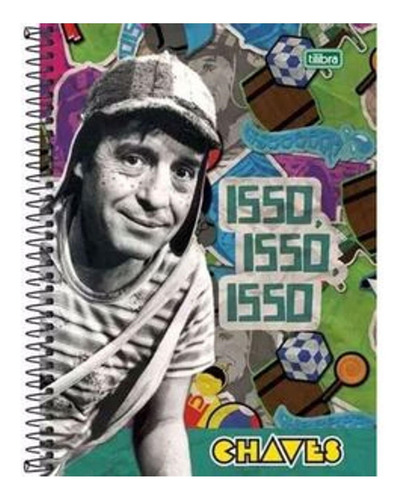  Tilibra Chaves Série de TV Caderno Espiral Capa Dura Chaves Série de TV 96 folhas  listradas 1 assuntos unidade x 1 28cm x 21cm chaves