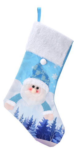 Calcetín Navideño Con Led Azul Para Papá Noel Con Pilas De 2