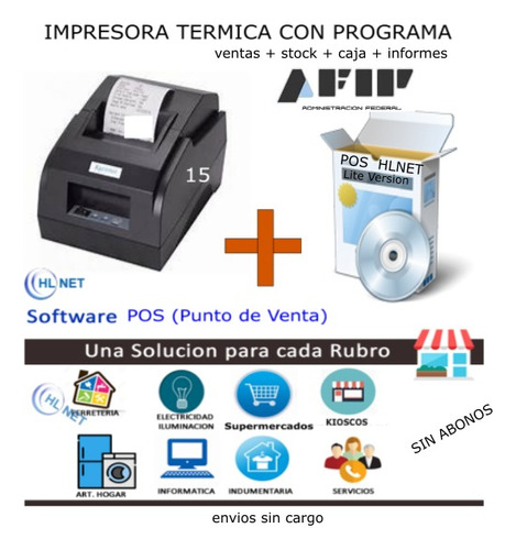 Impresora Ticket 58mm + Software Factura Electrónica Qr Afip