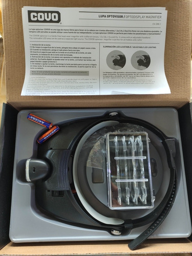 Lupa Optovisor Con Luz Led Con 4 Lentes Intercambiable Covo