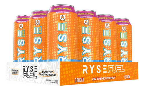 Ryse Fuel Energy Drink 16 Oz 12 Pack Sunnyd Tangy Original
