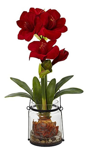 Casi Natural Amaryllis Con Florero Floral Decoración, 24, Ro