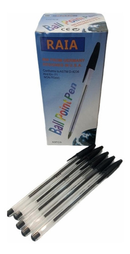 Imagen 1 de 5 de Lapicera Boligrafo Birome Negra Azul Caja X 50 Hogar Oficina