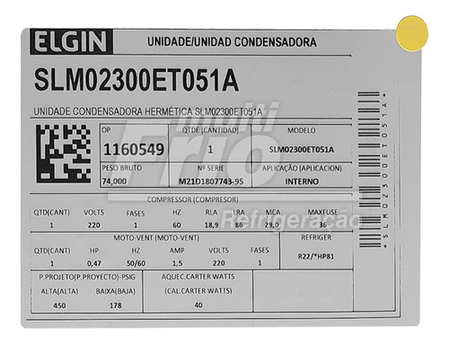 Unidade Condensadora 3 Hp Para Câmara Fria Mono R22 220v