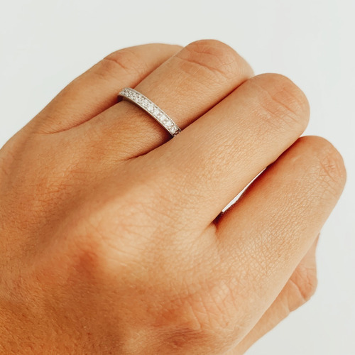 Imagen 2 de 8 de Anillo Plata 925 Rodinada Medio Sinfin Con Cubic Mod. 10377