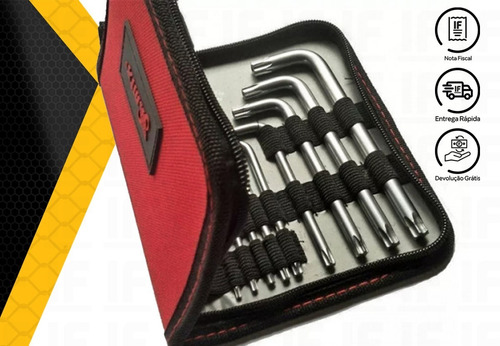 Jogo Chave Torx E Allen Hexagonal Curtas Crv 18 Peças Mtx