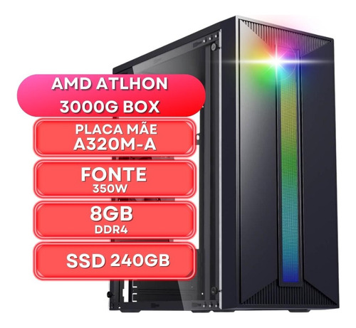 Pc Gamer Rgb Amd Athlon 3000g Ssd 240gb Memoria 8gb 350w