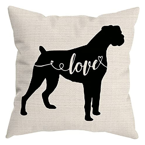 Boxer Dog Love Throw Pillow Cover, Boxer Lover Gifts Pe...