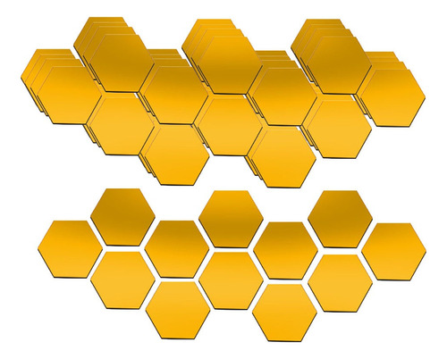 60 Piezas 3d Pegatinas De Pared De Espejo Hexagonal