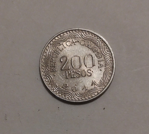 Moneda Colombia 200 Pesos Año 2014 Guacamaya Bandera