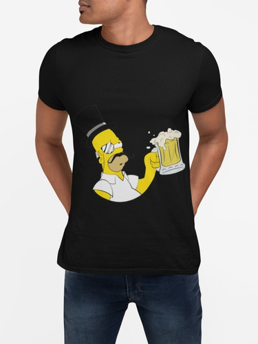 Polera Homero Simpson Cervecero Algodon Estampada