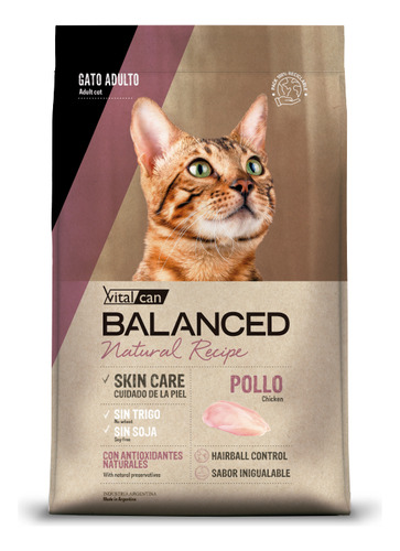 Alimento Vitalcan Balanced Natural Recipe Pollo Gato Adulto 7,5 Kg