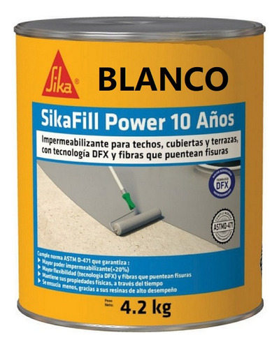 Sikafill Power 10 Años Blanco Impermeabilizante X 4.2 Kg