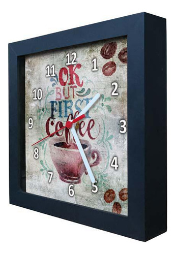 Relógio Decorativo Caixa Alta Tema Café 28x28 - Qw36