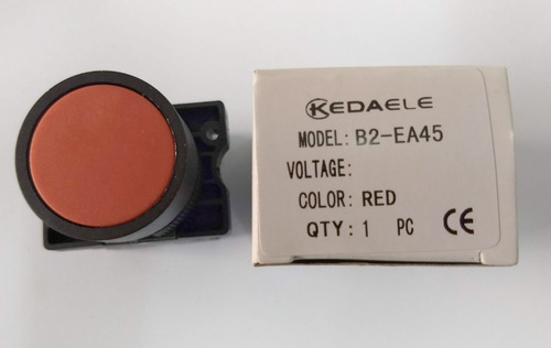 Remate Pulsador Electricidad 415v 10a 22mm Largo 54mm Rojo