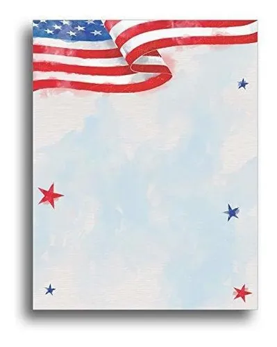 Papelería - Papel De Papelería Pintado Con Bandera Americana
