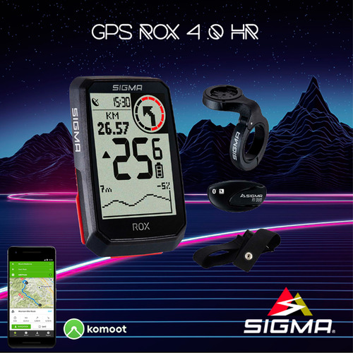 Ciclocomputadora Bicicleta Sigma Rox 4.0 Hr Set Banda Cardiaca Gps 30 Funciones Color Negro