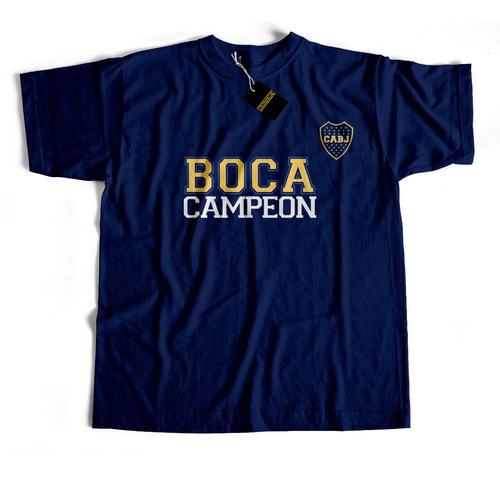 Remera De Boca Campeon - Todos Los Talles  - 100% Algodon