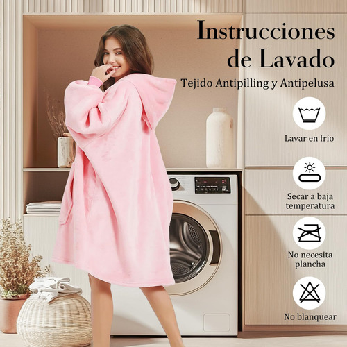 Sudadera Cobija Con Capucha Oversize, Cobija Con Mangas